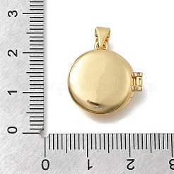 Valentine's Day Brass Flat Round with Heart Locket Pendants&nbsp;KK-D431-035F-G