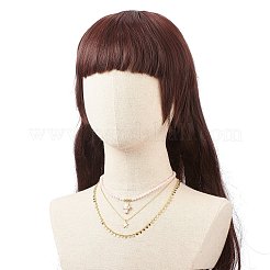 3 個 3 スタイル ナチュラル ローズクォーツ クロス & スター ペンダント ネックレス セット 真鍮 チェーン付き  女性のためのアクセサリー用原石のアクセサリー  ゴールドカラー  15.35~19.84インチ（39~50.4cm）  1個/スタイル&nbsp;NJEW-JN04032