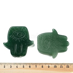 天然石グリーンアベンチュリンカボション  宗教的なハムサの手と目の模様の彫刻  50.5x50.5x8mm&nbsp;G-G119-02B