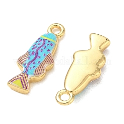 プリントブラスペンダント  水玉模様のチャームが付いた熱帯魚  ラックめっき  長持ちメッキ  鉛フリー＆カドミウムフリー  ゴールドカラー  空色  23x8.5x4mm  穴：2mm&nbsp;KK-CBAF9BC-19G-07