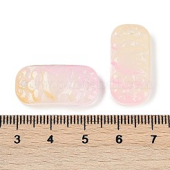 スプレー塗装された透明ガラスコネクタチャーム  カーブ長方形のリンク  パールピンク  25x12x6.5mm  穴：1.4mm&nbsp;X1-GLAA-H035-06B