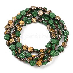 チェコ産プレスガラスビーズ  花  カラフル  10x11x5.5mm  穴：0.8mm  約100個/袋&nbsp;GLAA-I061-23B