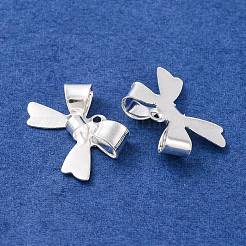 真鍮チャーム  鉛フリー＆カドミウムフリー  蝶結び  925銀メッキ  11x16x4mm  穴：1mm&nbsp;KK-U024-06S