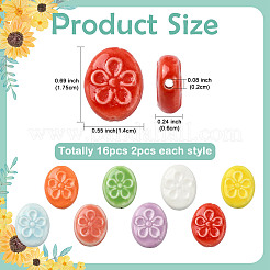 16Pcs 8 Colors Handmade Porcelain Ceramic Beads&nbsp;PORC-FS0001-66
