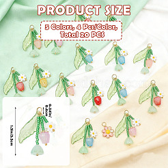 20Pcs 5 Colors Glass Pendants&nbsp;PALLOY-SZ00066
