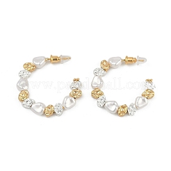 Brass & Plastic Imitation Pearl C-Shaped Stud Earrings&nbsp;EJEW-Q391-08G