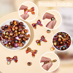100Pcs UV Plating Rainbow Iridescent Acrylic Beads&nbsp;PACR-SP0001-06