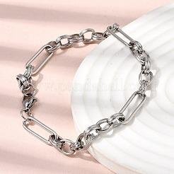304ステンレススチールリンクチェーンブレスレット＆ネックレスジュエリーセット  カニカン付き  ステンレス鋼色  600mm&nbsp;SJEW-L199-09P