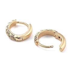 Brass Micro Pave Clear Cubic Zirconia Hoop Earrings for Women&nbsp;EJEW-U029-01G-05