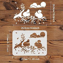 プラスチック再利用可能な描画絵画ステンシル テンプレート  ファブリック タイル 床 家具 木材の塗装用  長方形  リス模様  297x210mm&nbsp;DIY-WH0202-298