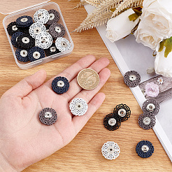 24色の合金スナップボタン4個  縫い付け用プレスボタン  衣服のボタン  コスチュームジャケットコートアクセサリー用  ミックスカラー  24x7.5mm  6個/カラー&nbsp;FIND-NB0003-67