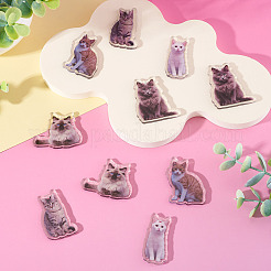 10個5スタイルプリントアクリルパーツ  猫の形  ミックスカラー  39~40x19~34x3mm  穴：2mm  2個/スタイル&nbsp;OACR-TA0004-13