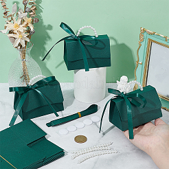 Foldable Paper Wedding Candy Totes with Plastic Imitation Pearl Round Beaded Handle and Ribbon&nbsp;CON-WH0115-20A-01