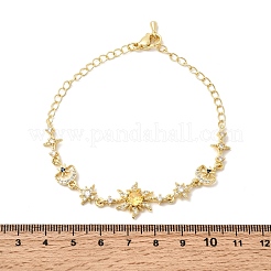 Brass Micro Pave Cubic Zirconia Link Bracelets&nbsp;BJEW-H639-06G