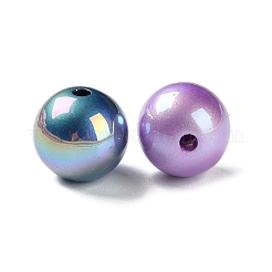 UVメッキアクリルビーズ  ラウンド  ミックスカラー  16x15mm  穴：3mm&nbsp;X-MACR-D029-22B