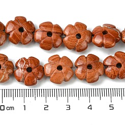 天然石レッドジャスパービーズ連売り  花  14x14x5.5mm  穴：1.2mm  約29個/連  14.80''（37.6センチメートル）&nbsp;G-H023-B04-01