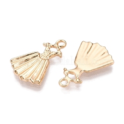 ラックメッキ合金ペンダント  ドレス  ゴールドカラー  20x13x2mm  穴：1.8mm&nbsp;FIND-N005-11G