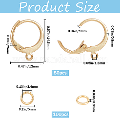 80Pcs 304 Stainless Steel Leverback Earring Findings&nbsp;STAS-SP0001-16