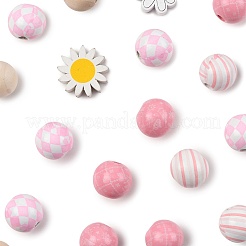 34Pcs Printed Schima Wood Beads Sets&nbsp;WOOD-FS0002-47