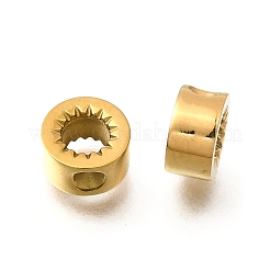 304ステンレススチールヨーロピアンビーズ  大穴ビーズ  コラム  ゴールドカラー  7.5x4mm  穴：4mm&nbsp;STAS-D382-23G