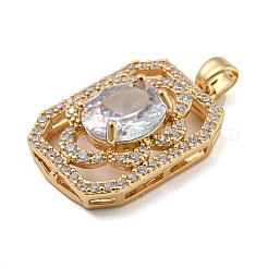 Brass Micro Pave Clear Cubic Zirconia Pendants&nbsp;KK-P263-25KCG-01