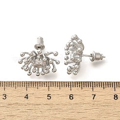 真鍮マイクロペーブクリアキュービックジルコニアスタッドピアス  花  プラチナ  18.5x16mm&nbsp;LS-EJEW-A121-06P
