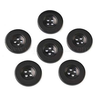 樹脂ボタン  染め  フラットラウンド  ブラック  23x3mm&nbsp;RESI-D033-23mm-02-1
