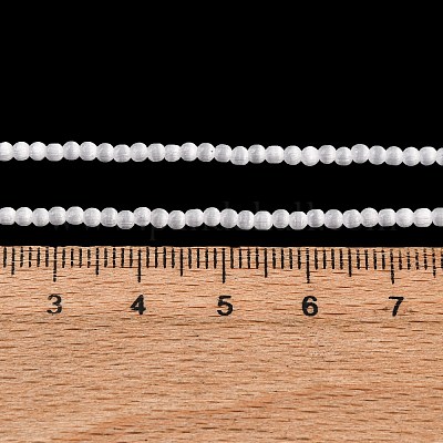キャッツアイビーズ連売り  ラウンド  ホワイト  2mm  穴：0.7mm  約157個/連  14.17~14.57インチ（36~37cm）&nbsp;CE-C007-A12-2MM-1