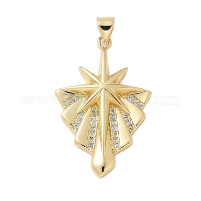 Brass Micro Pave Cubic Zirconia Pendants&nbsp;KK-P293-24A-G-1