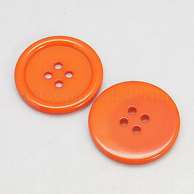樹脂ボタン  染め  フラットラウンド  ダークオレンジ  34x4mm  穴：3mm  98個/袋&nbsp;RESI-D030-34mm-06-1