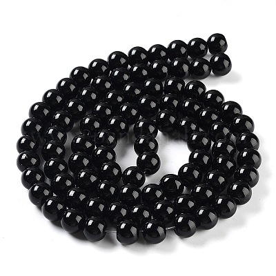 ガラスパールビーズ連売り  パールカラーの  ラウンド  ブラック  10mm  穴：1mm  約80個/連  30.71インチ（78cm）&nbsp;HY-10D-B20-1