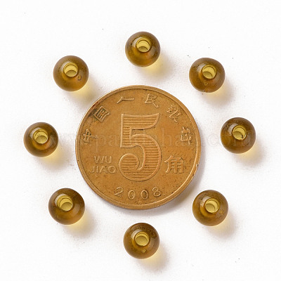 透明なアクリルビーズ  ラウンド  ゴールデンロッド  6x5mm  穴：1.8mm  約4400個/500g&nbsp;MACR-S370-A6mm-737-1