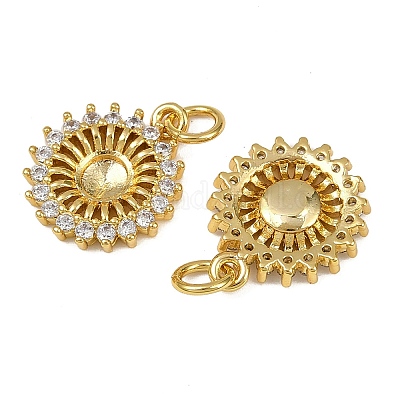 Chunky Textured Cubic Zircon Sun Polaris Charm,18k Gold
