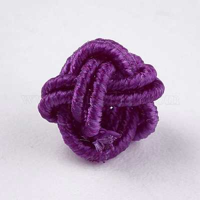 ポリエステルファブリックビーズ  ラウンド  パープル  6.5x4.5mm  穴：4mm&nbsp;WOVE-K001-A11-1