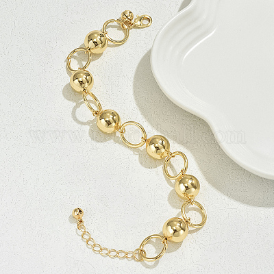 女性用アイアンベルチェーンアンクレット ゴールドカラー 9-1/8