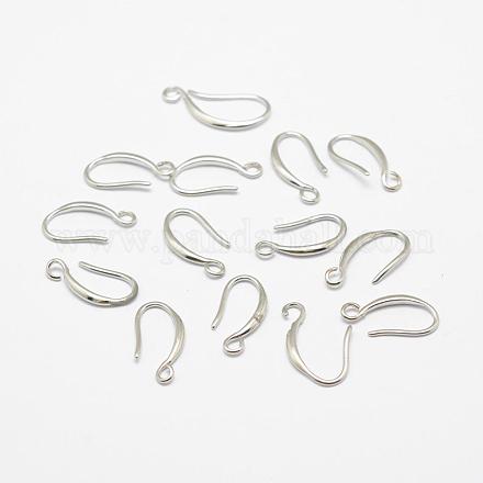 真鍮のピアスフック  水平ループ付き  長持ちメッキ  925銀メッキ  銀  21x9x1.5mm  穴：2mm  21ゲージ  ピン：0.7x0.8mm&nbsp;KK-F714-06S-1