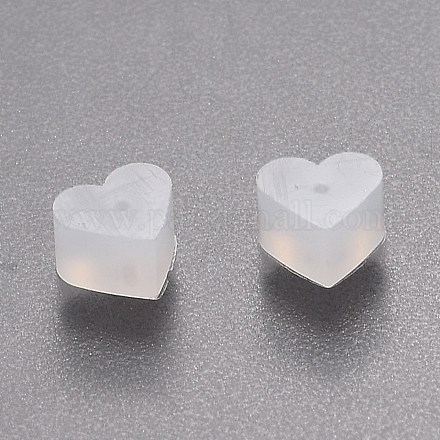 シリコン製ピアスキャッチ ピアスバックキャッチ ハート ホワイト 5.2x5.7x3.5mm 穴:0.5mm RESI-N028-01B-1