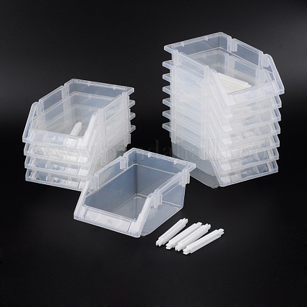 プラスチックビーズディスプレイトレイ  透明  6-3/4x4-3/4x3-1/8インチ（17x12x8cm）  12個/セット&nbsp;C049Y-1