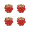 4Pcs Handmade Lampwork Beads, Raspberry, Red, 12.5x10~12mm, Hole: 1.6mm
