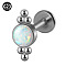 G23 Titanium Threadless Labrets, with Imitation Opal, Stainless Steel Color, Flat Round, 8mm, Pin: 1.2mm