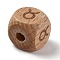 Natural Wood Constellation Beads, Cube, Taurus, 12x12x12mm, Hole: 4mm