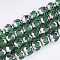 Electroplate Glass Beads Strands, Half Silver Plated, Faceted, Round, Green, 8~8.5x7~8mm, Hole: 1mm, about 40pcs/strand, 11.8 inch