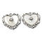 Brass Cubic Zirconia Pendants, with Shell, Heart Charm, Platinum, 19x20x5mm, Hole: 1.4mm