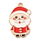 Alloy Enamel Pendants, Christmas Theme, Light Gold, Santa Claus, 29x18x1.5mm, Hole: 1.5mm