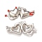 Rack Plating Alloy Enamel Pendants, Platinum, Double Heart Charm, Tomato, 19x39x4mm, Hole: 2mm