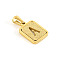 Stainless Steel Pendants, Real 18K Gold Plated, Rectangle, Letter A, 15x12mm