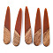 Resin & Walnut Wood Pendants, Teardrop, Orange Red, 44x7.5x3mm, Hole: 1.2mm