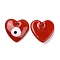 Handmade Evil Eye Lampwork Pendants, Heart, Crimson, 25x25x7.5mm, Hole: 2.8mm