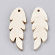 ウッドペンダント  葉  小麦  48x17.5x3mm  穴：2mm&nbsp;WOOD-T008-37-2