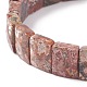 天然ヒョウ肌ジャスパーストレッチブレスレット  多面カット  長方形  2-3/8インチ（6cm）&nbsp;BJEW-F406-B14-3